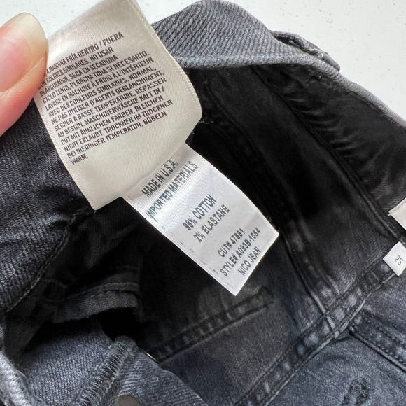 Agolde Nico Jean Virtue Black High Rise Slim Fit Denim Button Fly Womens Size 25 - Picture 11 of 13